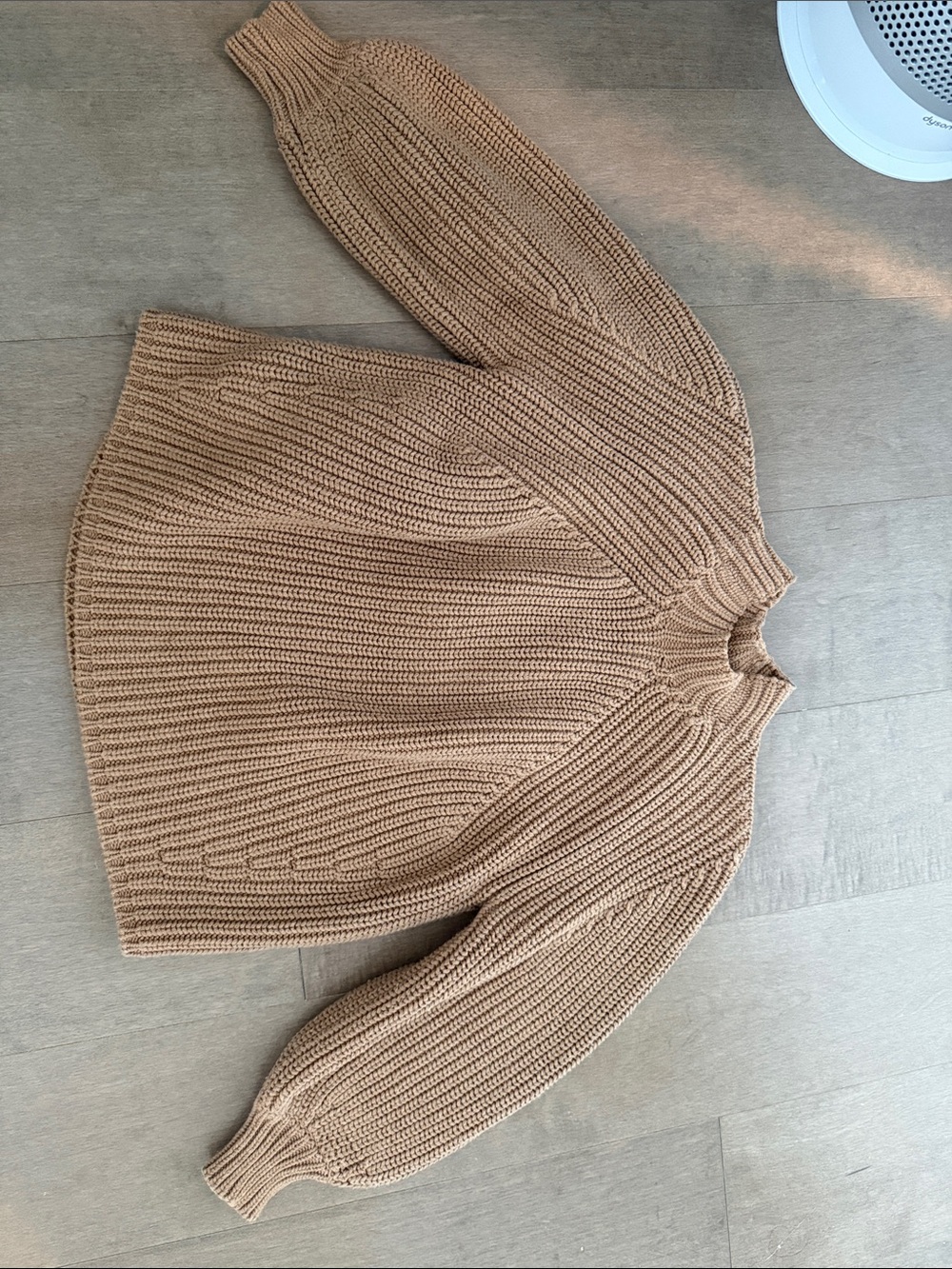 Apiece Apart Camel Ribbed Balloon-Sleeve Turtleneck Sweater
